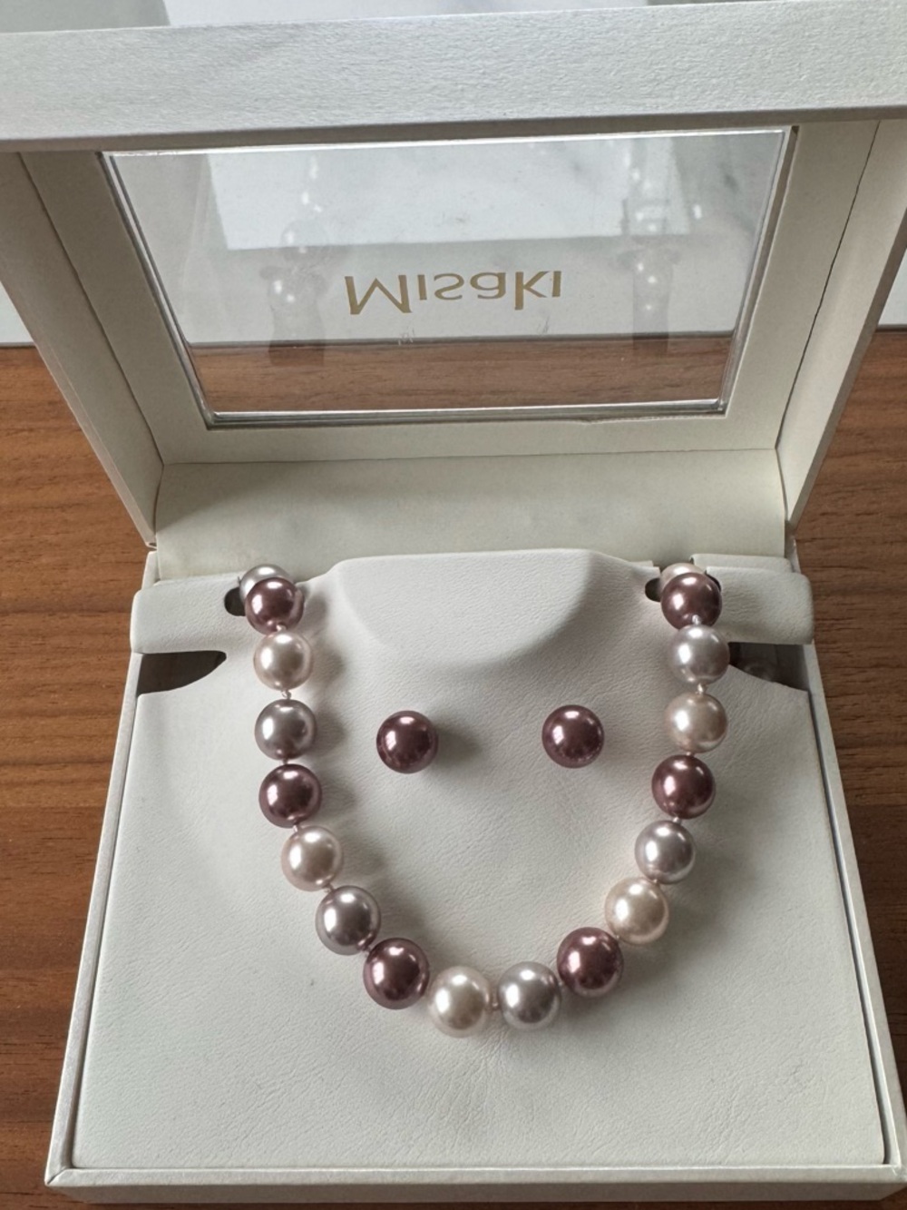Misaki Pearl Necklace with Matching Stud Earrings